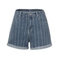 thumbnail image 5 of Durtebeua Jean Shorts Women Distressed Junior Denim Shorts High Waist Zipper Navy S, 5 of 5