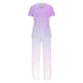 thumbnail image 4 of Ndbuld Scrub Set for Women V-Neck Scrub Top & Jogger Pants Women's Short Sleeved Solid Color Pocket Protective Suit Set Short Sleeved V-neck Top/shirt Set ,Multicolor,L, 4 of 5