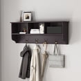 thumbnail image 2 of Espresso Wall Mounted Coat Rack with 4 Dual Hooks - Wooden Storage Shelf for Entryway & Living Room, 2 of 19