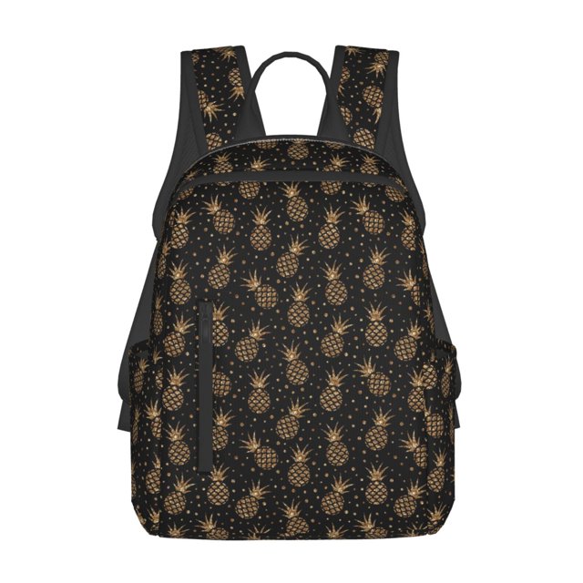Fotbe Gold Glitter Pineapples Mochila Ligera para Hombres y Mujeres - Duradera y Resistente al Agua, Ideal para Escuela, Trabajo, Viajes y Uso Diario