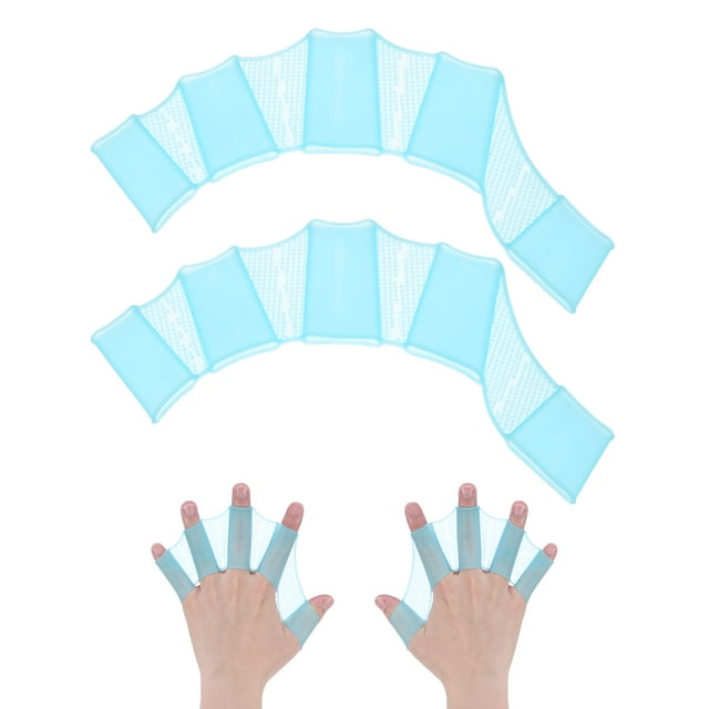 Uxcell 1 par de guantes de natación de silicona tipo rana con dedos medios azules