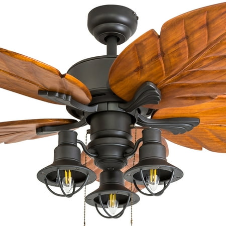 Prominence Home 50780 35 New Zealand Tropical 52 Inch Aged Bronze Indoor Ceiling Fan Lantern Led Multi Arm Dark Cherry Hand Carved Wood Blades And 3