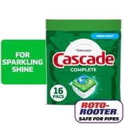 Cascade Complete Dishwasher Pods, Dishwasher Detergent, Dish Detergent Soap, Fresh, 16 Count