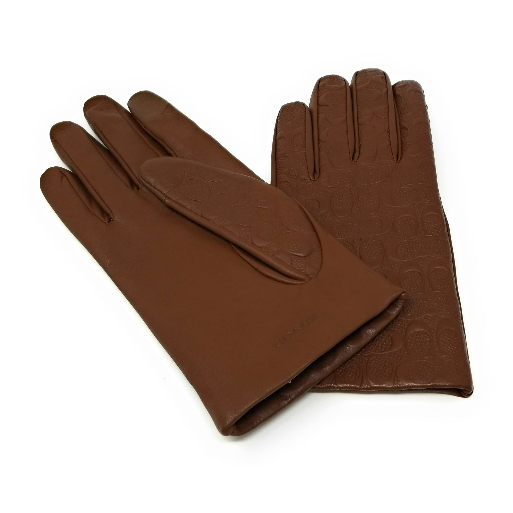 Coach Women's Signature Leather Tech Gloves, Embossed (, Dark Saddle) |  Walmart Canada