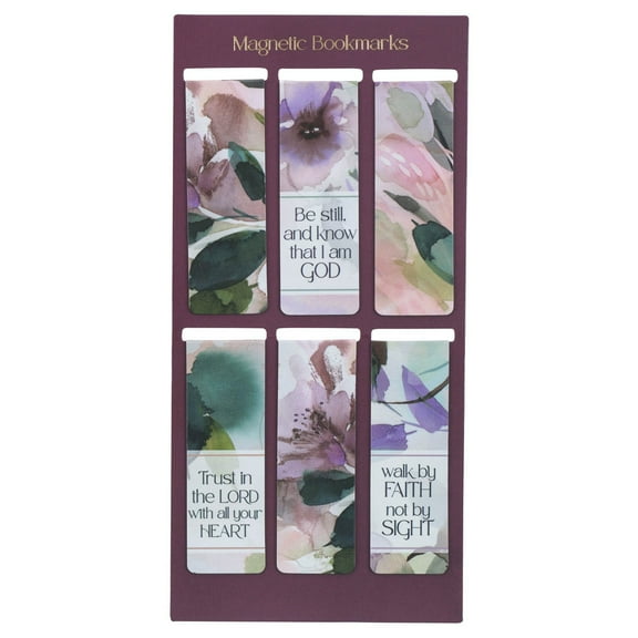 Christian Art Gifts Colorful Inspirational Magnetic Scripture Bookmark Set for Women: Bible Verses, White, Prpl, Teal, Pink, Grn Multicolor Floral Cute Watercolor Theme for Books, Bibles, Set of 6