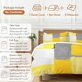 thumbnail image 6 of Abstract Street Art Duvet Cover Set Twin Size, Yellow Gary Color Stitching 4 Piece Soft Microfiber Bedding Set with 1 Duvet Cover, 1 Flat Sheet, 2 Pillowcases, 6 of 9