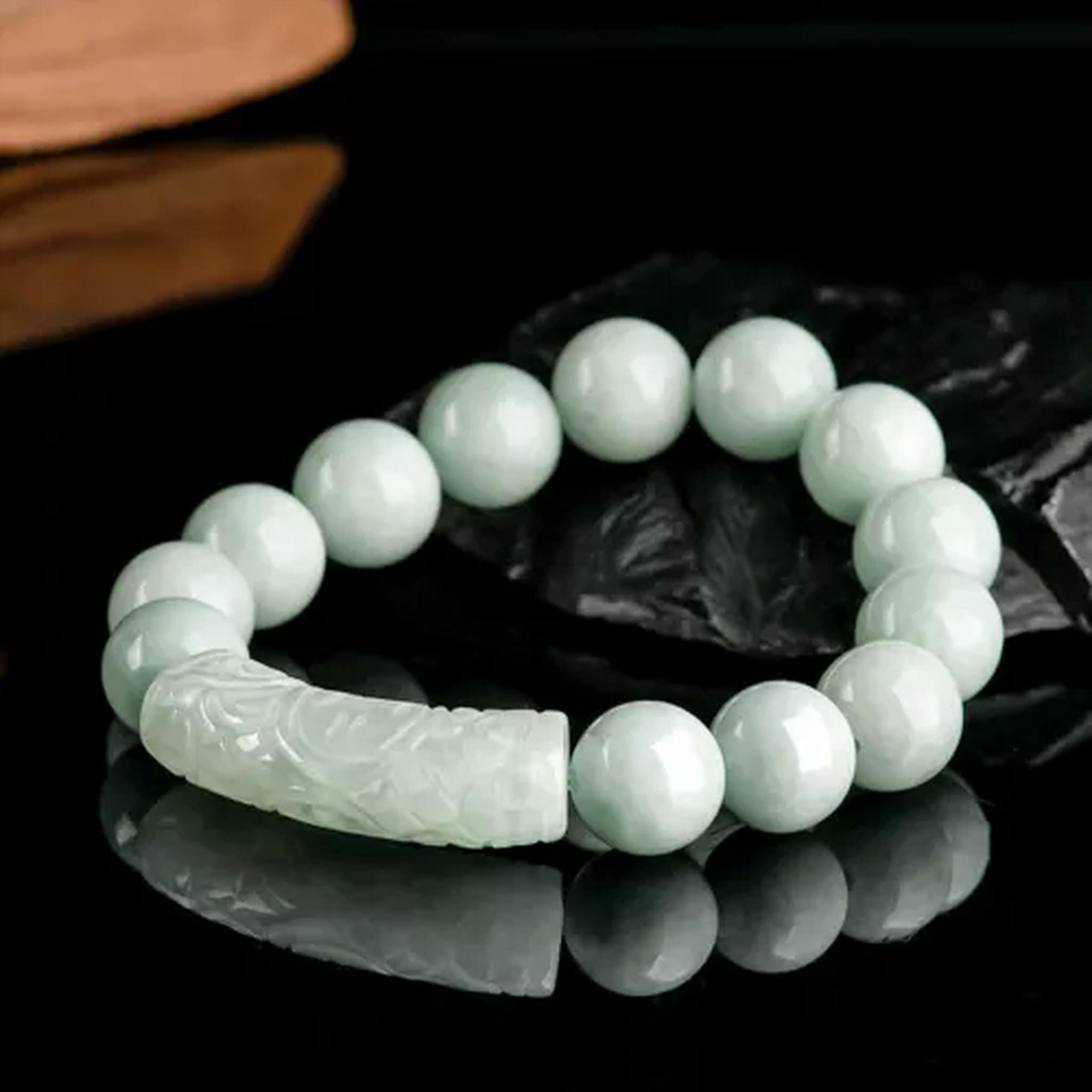 HOOUN Burmese Jadeite Bead Bracelets Natural Luxury Jewelry White Gifts Women Jade