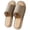 Slippers - Coffee, variant on Slide Slippers for Women Open Toe Casual Slip On Mules Luminous Metallic Faux Leather Wide Band Rustic Jute Woven Sole Beach Vacation Walking Footwear