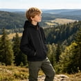 thumbnail image 6 of BLVB Kids Rain Jacket Waterproof Raincoats Boys Girls Lightweight Zip up Hooded Windbreakers for Climbing Camping Casual(Black,10-11 Years), 6 of 9