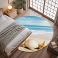 thumbnail image 3 of 3ft Round Rug, Beach Coastal Non-Skid Rubber Backing Large Area Rugs - Living Room Bedroom Home Office, Summer Nautical Seaside Starfish Shell Indoor Floor Mat Carpets Washable Rug, 3 of 9