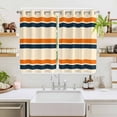 thumbnail image 2 of Orange Blue Stripe Kitchen Curtains 72 Inch Length, Minimalist Farmhouse Stripes Grommet Top Bedroom Living Room Curtains, Light Filtering Cafe Curtain Drapes 2 Panels Set 104''x72'', 2 of 9