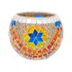 thumbnail image 1 of Portavelas de vidrio mosaico para velas de té, centro de mesa decorativo. Amarillo naranja, 1 of 5