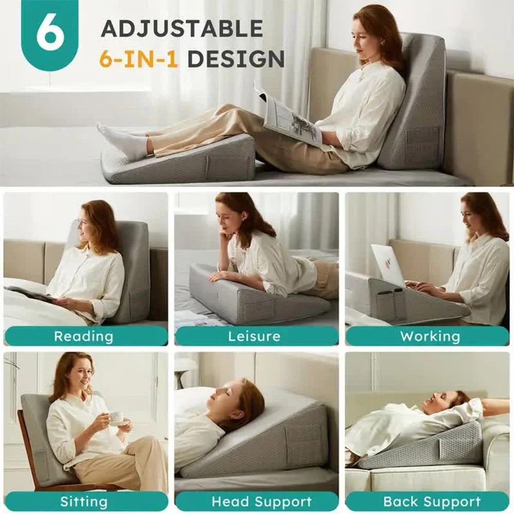 Bed Wedge Pillow Triangle Memory Foam Support Pillow with Soft Top for Sleeping Leg Elevation Back Support