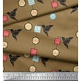 thumbnail image 2 of Soimoi Brown Rayon Crepe Fabric Architectural Frame & Paper Bird Art & Craft Print Fabric by the Yard 46 Inch Wide, 2 of 3