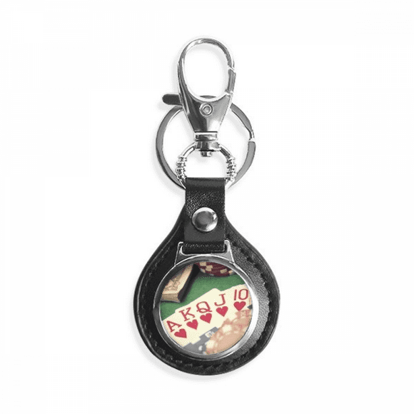 hearts flush poker gambling photo key link chain keyholder finder hook metal