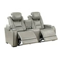 thumbnail image 4 of Benjara BM316096 73 in. Luxe Power Recliner Cushioned Gray Real Leather Console Loveseat, 4 of 6