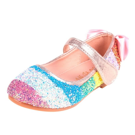 

Toddler Baby Girls Spring and Autumn Small Leather Shoes Fashion Bowknot Rhinestone Sequins Soft Soled Princess Shoes Children Girls Casual Single Shoes