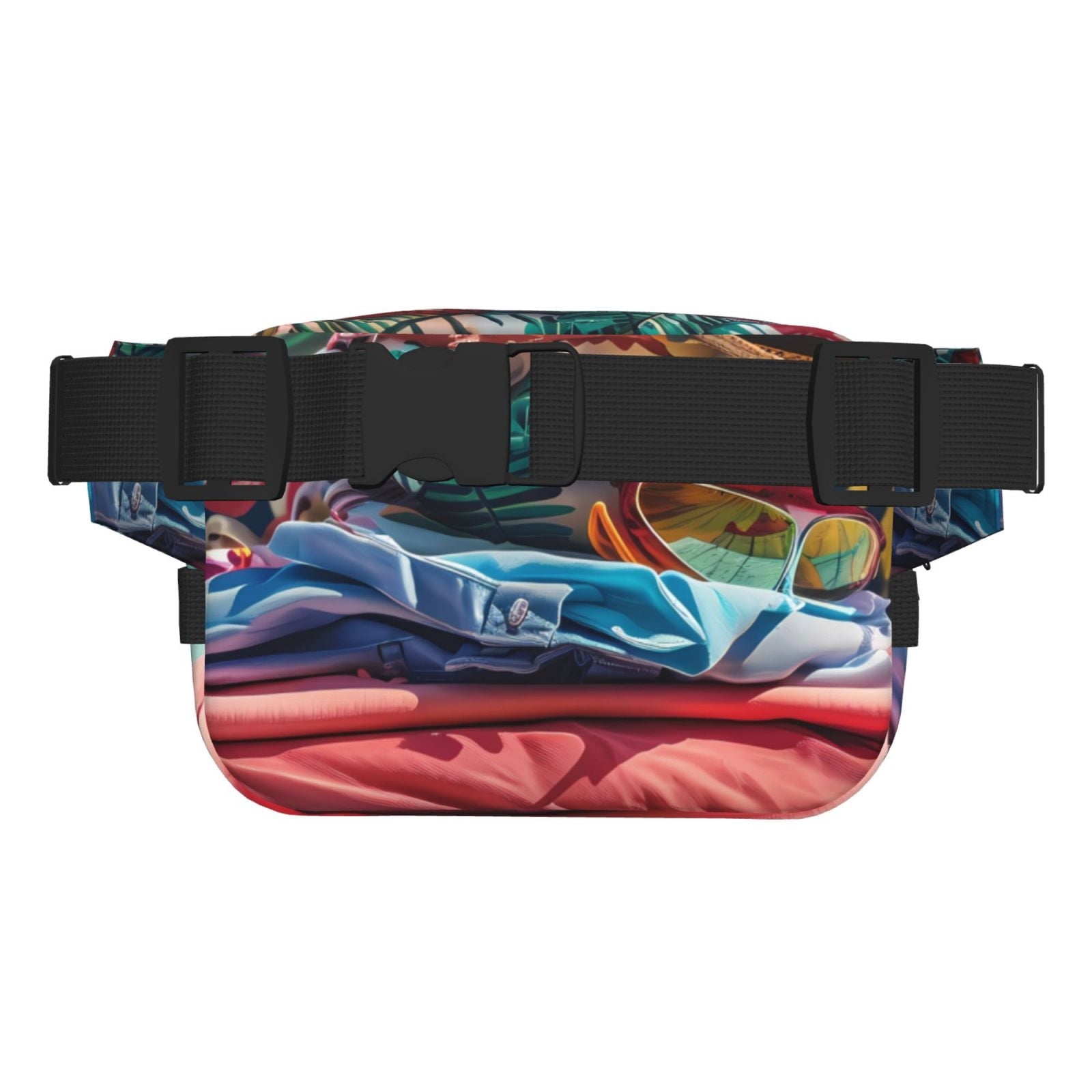 Picia Tropical Vacation Essentials Print Square Double-Layer Waist Bag Mini Adjustable Waist Belt Bag Exercise Running Travel Hiking