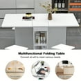 thumbnail image 2 of Barara King Dining Table, Kitchen Dining Table,Folding Drop Leaf Dining Table Set for 4 with 4 Chairs, Foldable Dining Table with Storage and 6 Wheels, White, 2 of 11