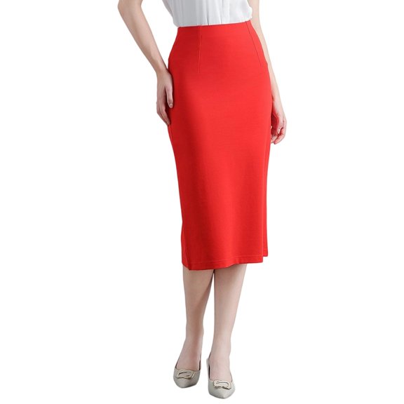 oqasdz Women's Pencil Skirt Mid Length Solid Color Bodycon Slim Fit Stretchy Work Skirt High Waist Elegant Classic Formal Business Attire