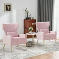 thumbnail image 7 of Fijinhom Velvet Wingback Accent Chair with High Back,Golden Legs & Lumbar Pillow,Upholstered Armchair for Living Room & Bedroom,Pink, 7 of 7
