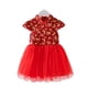 thumbnail image 3 of Vestido de niña de otoño, estilo chino para niñas pequeñas y medianas, vestido de año para niñas pequeñas, vestido de princesa Cheongsam con velo de ponte, 3 of 6