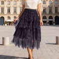 thumbnail image 2 of Arlun Lace Plaid Skirts for Women Irregular Mesh Cake Skirt with Layered Lightweight Flowy Knee Length A Line Skirts Ladies Fashion Streetwear Black One Size, 2 of 6
