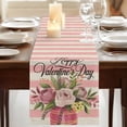 thumbnail image 3 of Table Runners 72 Inches Long Dress Scarves, Valentine's Day Farmhouse Kitchen Table Runner, Coffee Tablerunners, Pink Roses Flowers Stripes Rustic Beige 14x72 Inch, 3 of 9