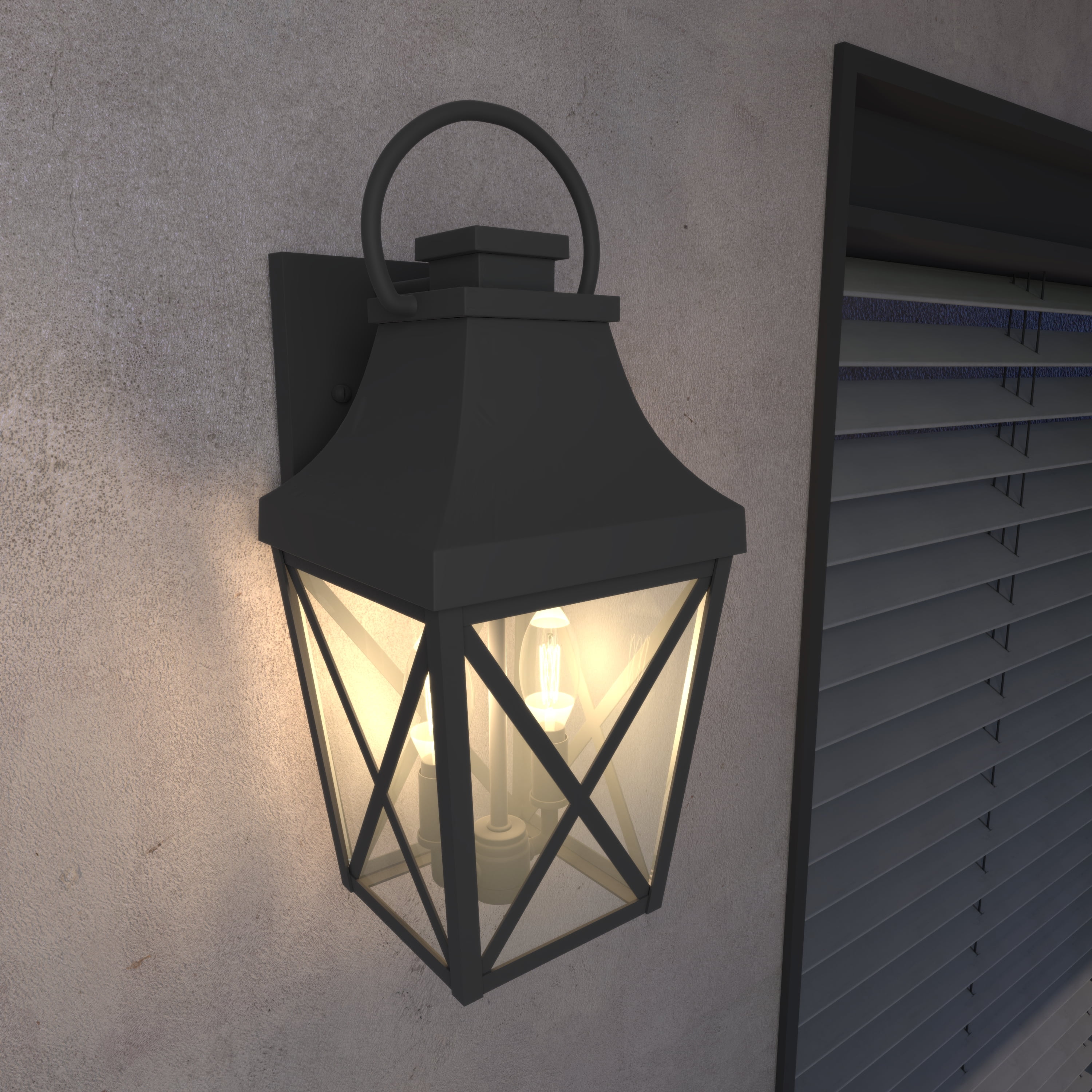 Outdoor Wall Lights, 2 Pack Waterproof Matte Black Glass Wall Sconce Lamp for Garage Patio Porch Yard Decor, Black