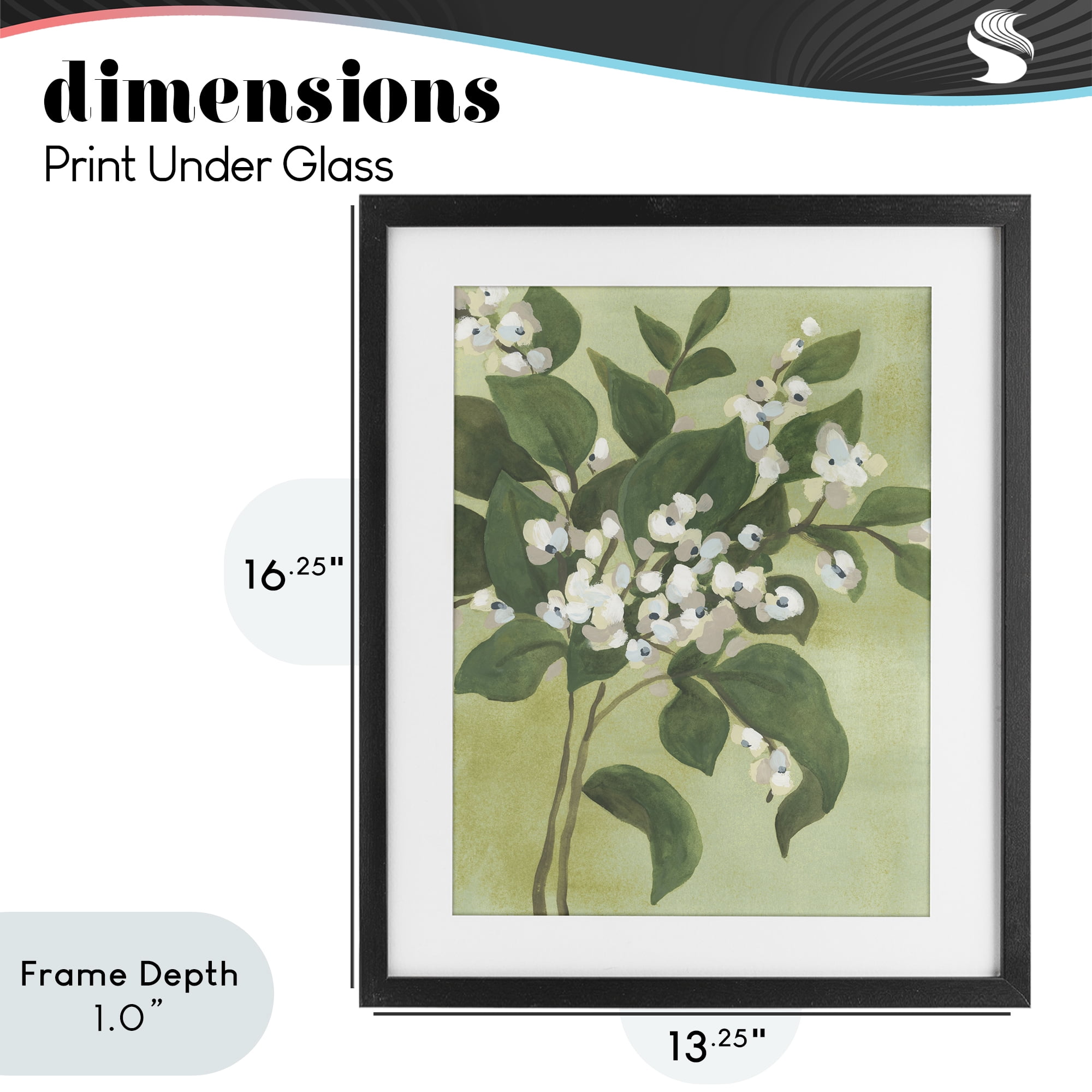 Stupell Industries Verdant Branch Blossoms Black Framed Print Under Glass, design by June Erica Vess