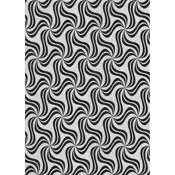 Ahgly Company Indoor Rectangle Patterned Charcoal Black Novelty Area Rugs, 8' x 10'