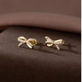 thumbnail image 4 of Sterling Silver Small Bow Stud Earrings for Women Teens CZ Bow Stud Earrings Small Ribbon Earrings, 4 of 10