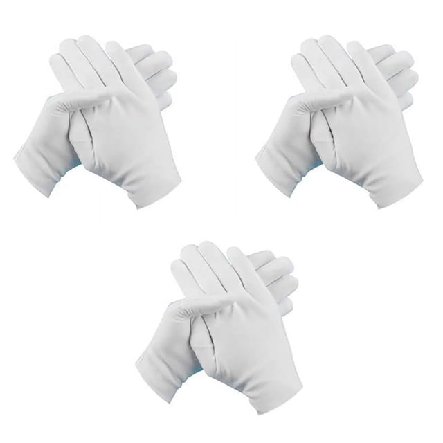 ¡Liquidación! iZZZHH 6 guantes blancos, 3 pares de guantes de algodón, guantes de trabajo de seguridad, guantes con forro elástico, guantes hidratantes para revisar y servir, talla mediana.