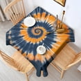 thumbnail image 2 of Orange Blue Tie Dye Mandala Pattern Square Tablecloth,Waterproof Square Table Cover,Wipeable Spillproof Washable Table Cover for Home Kitchen Party Decor 52"x52"(132x132cm), 2 of 6