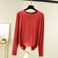 thumbnail image 6 of Trikvn Women's Long Sleeve T-Shirts Basic Crewneck Slim Fit Tops Casual Solid Undershirts Flattering Lightweight Spring Fall Everyday Wear Workout Layering Shirts, 6 of 8