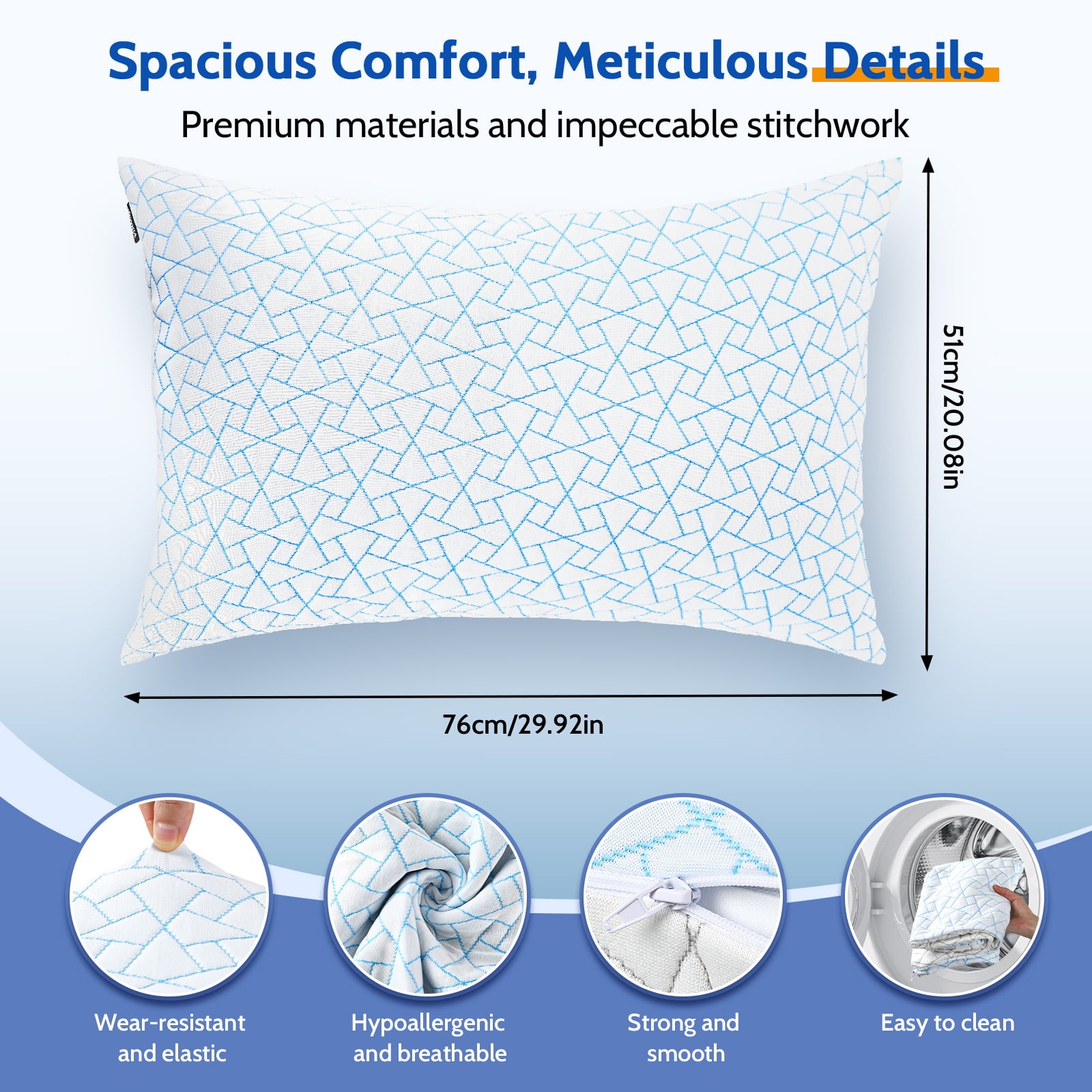 Alupssuc Cooling Pillows Queen Size Set of 2, Memory Foam, 20"x30"