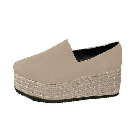 Tao Tao Womens Slip On Shoes Casual Platform Women s Running Shoes Fashion Sneakers Casual Loafers Mid Heels Walking Shoes Khaki 36
