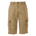thumbnail image 6 of Domuza Men's Cargo Shorts Below Knee Bermuda Capri Shorts with Multi Pockets 3/4 Length Relaxed Fit Elastic Waist Hiking Work Shorts Khaki 3XL, 6 of 8