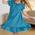thumbnail image 5 of THDHVS Girls Summer Dress,Girls Solid Puff Short Sleeve Ruffle Hem Dress Round Neck Casual Sleepwear Summer, 5 of 10