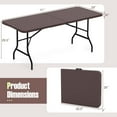 thumbnail image 3 of Costway 6 ft Portable Folding Table with Wood Grain HDPE Tabletop Safe Lock Mechanism Brown, 3 of 10