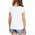 thumbnail image 5 of Karoyedx Girls Plain Tshirts Toddler Girls Short Sleeve Shirts Pleated Neck Cotton T-Shirts Baby Girl Summer Tee Tops Size White Size,7-8 Years, 5 of 6