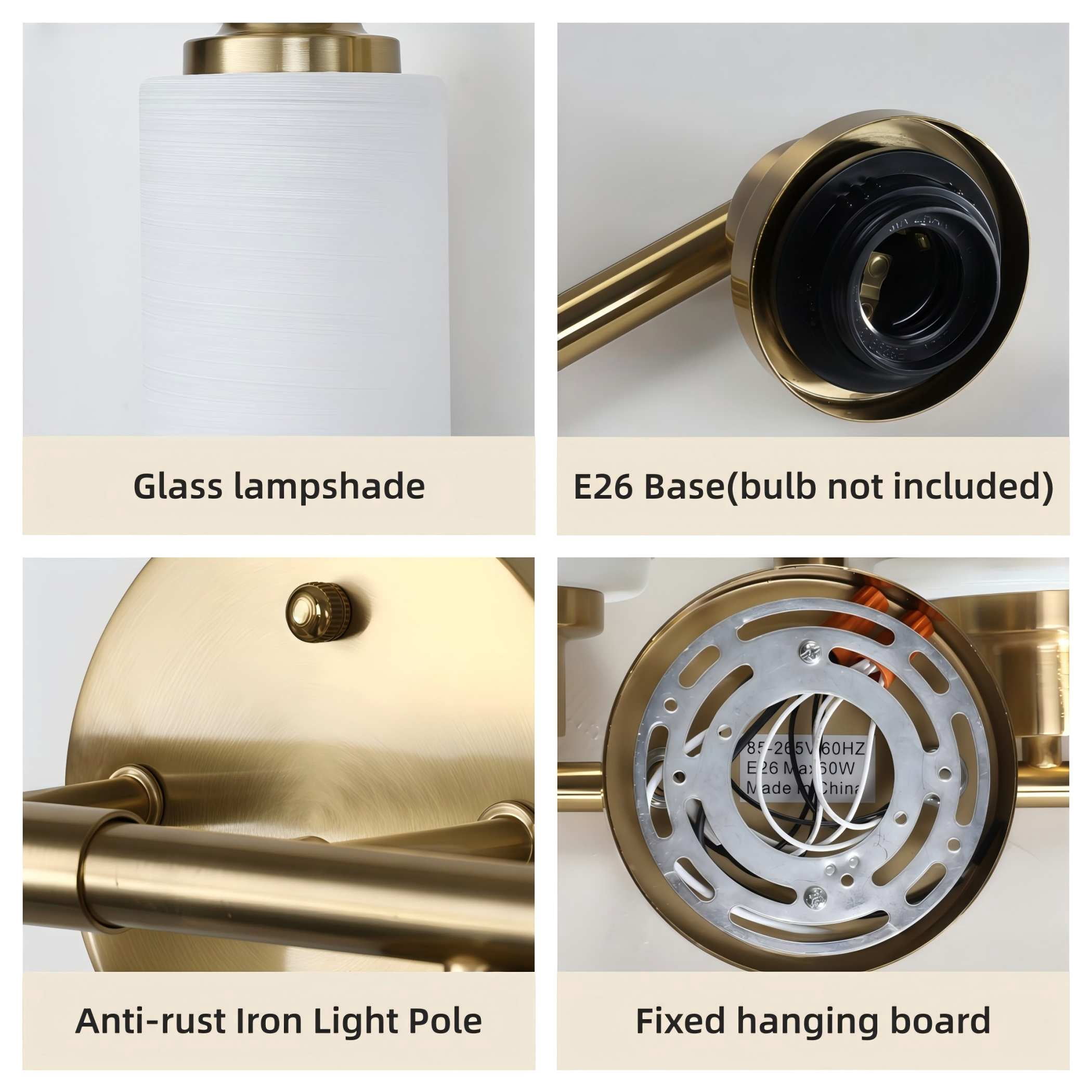 52" Modern 8-Light Vanity Wall Sconce,Gold Bathroom Vanity Light Fixture Over Mirror, Frosted Glass Vanity Lights for Bathroom, Hallway, Powder Room, Bathroom Lights Over Mirror (Bulbs Not Included)
