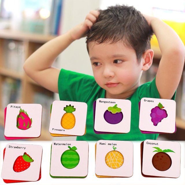 Rompecabezas de madera para niñoseducación tempranacognicióndibujos animadosjuguetes de cartas a juego (G) Ehuebsd Para estrenar