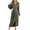 01-Green, variant on Women's Elegant Satin Dresses Long-Sleeved V-Neck Dress with Belt Ankle-Length Flowy Side Split Dresses Navy L