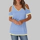 thumbnail image 2 of Tops de Algodón para Mujeres Tira Impresa Manga Corta Cuello en V Fuera Del Hombro, Top de Moda para el Uso Diario, 2 of 9