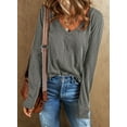 thumbnail image 5 of Chase Secret Womens Blouse Casual Long Sleeve V Neck Tops Basic Cotton Lightweight Shirts, 5 of 6