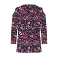 thumbnail image 5 of hxobax Floral 3/4 Sleeve T Shirt Womens Sexy Summer Tops V Neck Tunic Cold Shoulder Basic Tee Blouse, 5 of 5