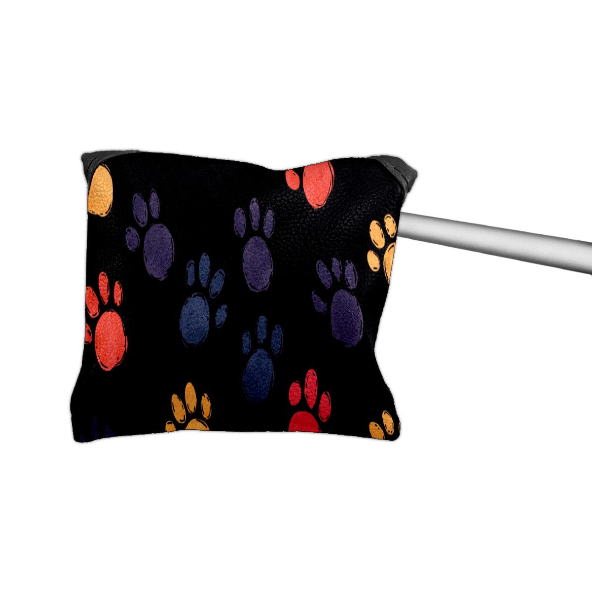 Golf Mallet Putter Cover Premium Leather Waterproof Golf Putter Head Cover with Magnetic Closure Colorful Dog Paw Prints