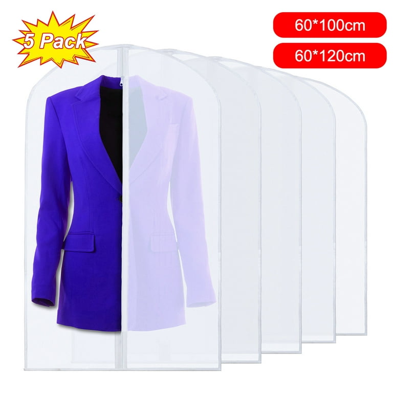 5x Breathable Zip Up Hanging Suit Dress Coat Garment Bag Clothes Cover  Dustproof