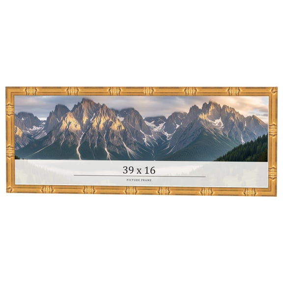 39x16 Frame Gold Bamboo Solid Wood Picture Frame | 1 Inch Moulding Width | Interior Frame Depth